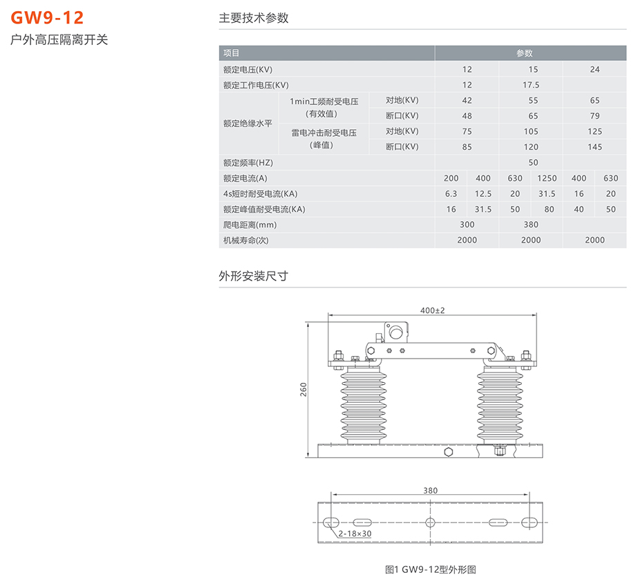 人民電器 GW9-12(17.5)型戶外高壓交流隔離開關(guān)