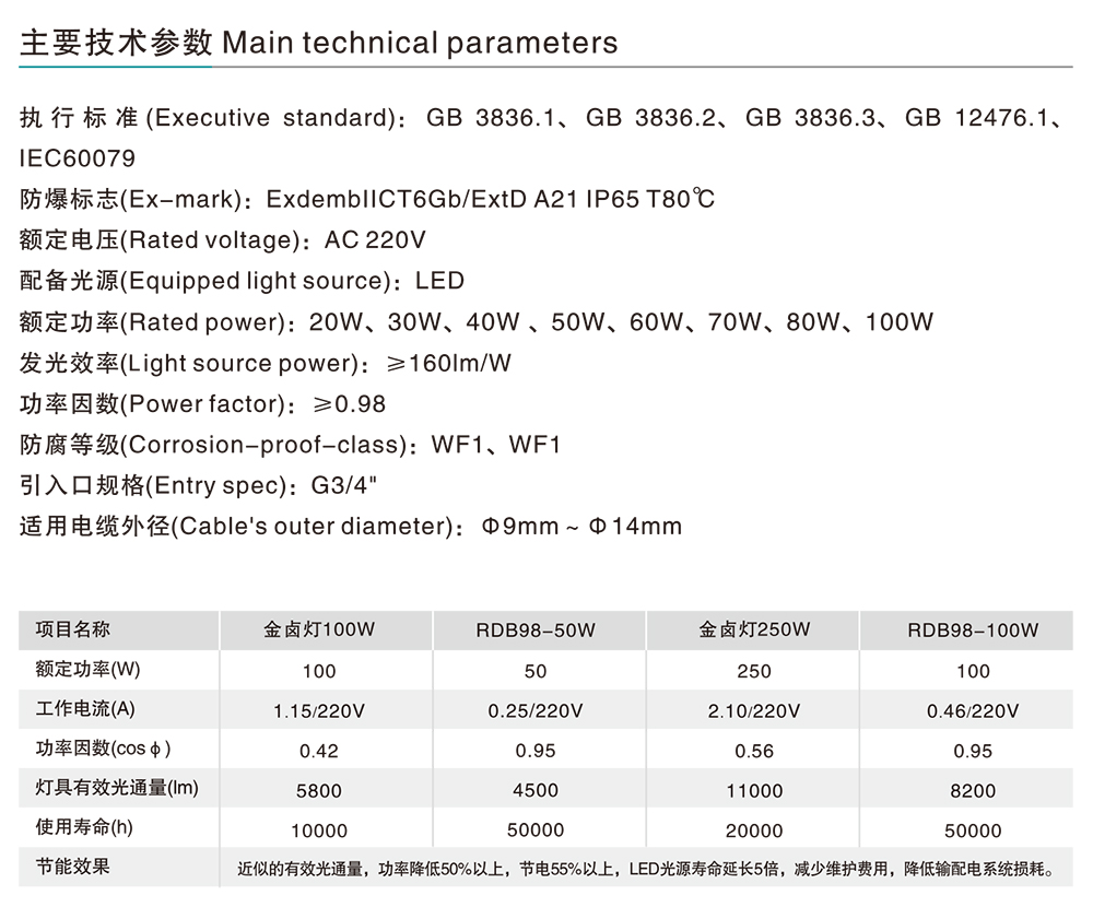 人民電器RDB98-C100防爆免維護節(jié)能燈(LED) 