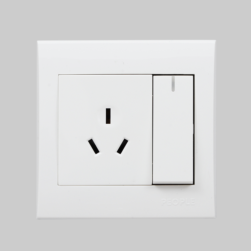 人民電器一聯(lián)開(kāi)關(guān)帶16A三極插座(R86N) 