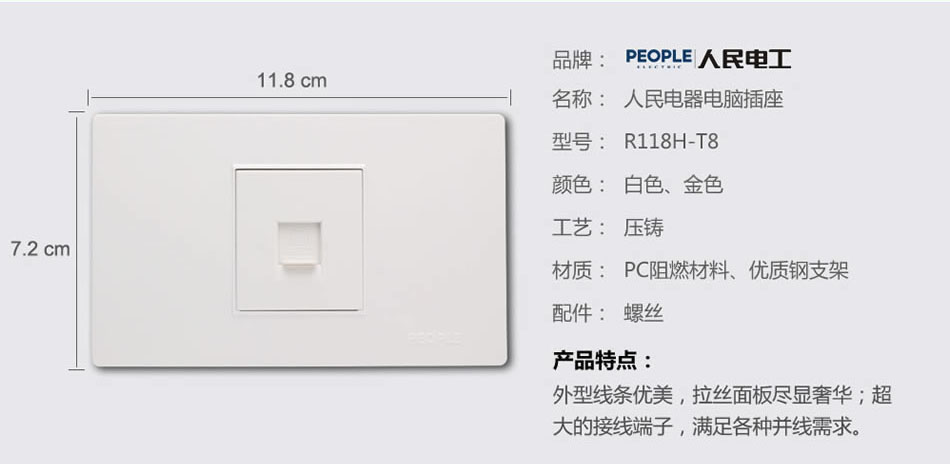 人民電器一聯(lián)電腦插座(R118H) 